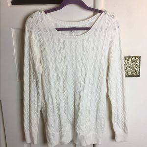 Classic Ivory Cable Knit Sweater